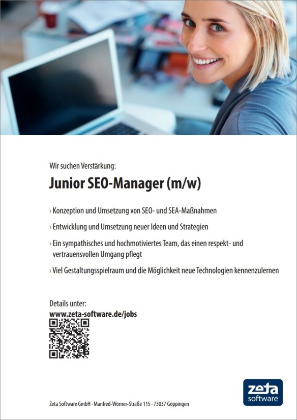 Stellenangebot in 73037 Göppingen: Junior SEO-Manager (m/w)